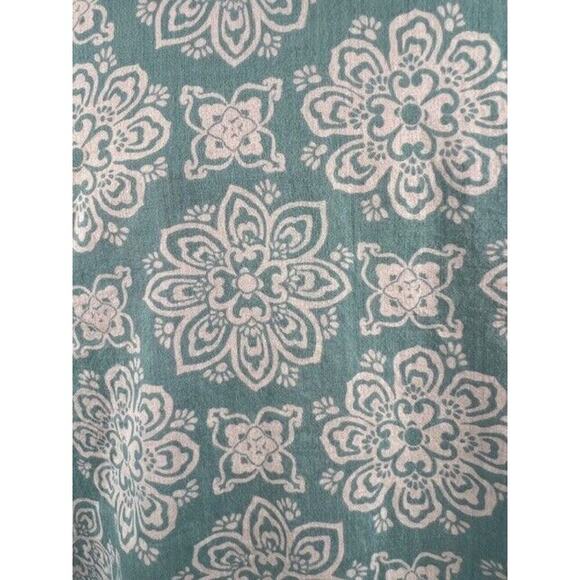 JH COLLECTION 3/4 SLEEVE TURQUOISE/WHITE/ FLORAL V-NECK COTTON TOP!! SZ LARGE - Picture 5 of 9